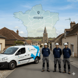 Couvreurs Soullier Bâtiment et véhicule en Seine-et-Marne (77), mettant en avant la proximité et l'intervention locale depuis Coutevroult.